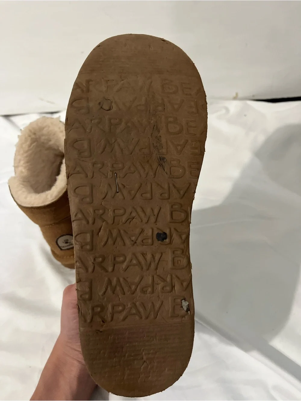 Kids Bear Paw Cozy Faux-Shearling Slip-On Booties in Brown size 4
